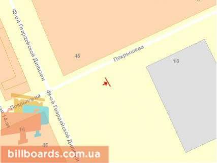 Billboard A in Kherson, Щит 3x6  Pokriseva st., 20 / 49-j Gv Divizii st. scheme