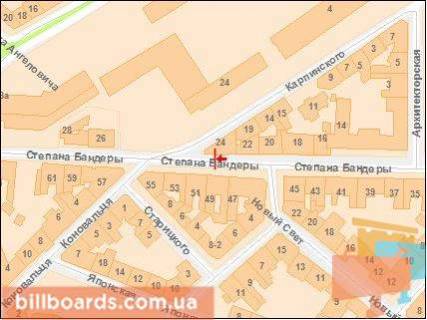 Citylight A in Lviv Bandery S. st. 24, v zone perekrestka s Karpinskogo st. scheme