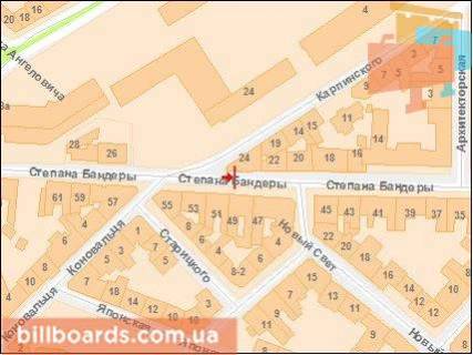 Citylight B in Lviv Bandery S. st. 24, v zone perekrestka s Karpinskogo st. scheme