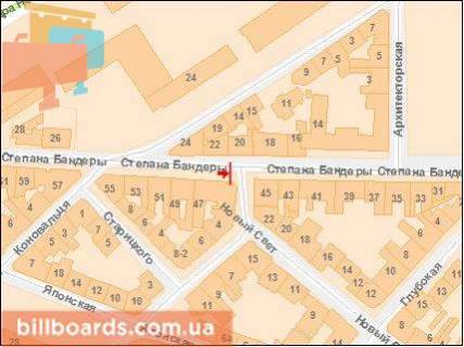 Citylight A in Lviv Bandery S. st. 20-22, v zone perekrestka s  Efremova st. scheme