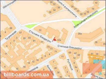 Citylight A in Lviv Bandery S. st. 32-a, v zone perekrestka s Mitr. Andrea st. scheme