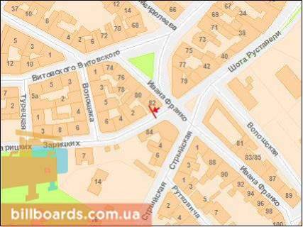 Citylight A in Lviv, Сітілайт 1.2х1.8  Zaric'kih (u zoni perehr. Z st. Iv. Franka, 82). scheme