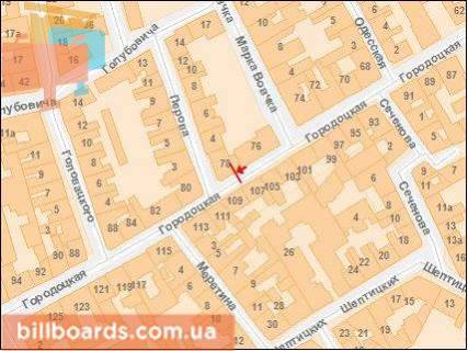 Citylight A in Lviv, Сітілайт 1.2х1.8  Gorodoc'ka st., 78 (u zoni perehr. Z st. Perova). scheme