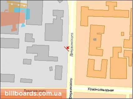 Billboard A in Sumi, Щит 3x6  Troic'ka st. / Privokzal'na st., v centr scheme