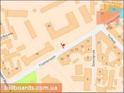 Citylight A in Lviv, Сітілайт 1.2х1.8  Vst.Gorodoc'ka 40, misce No1. scheme