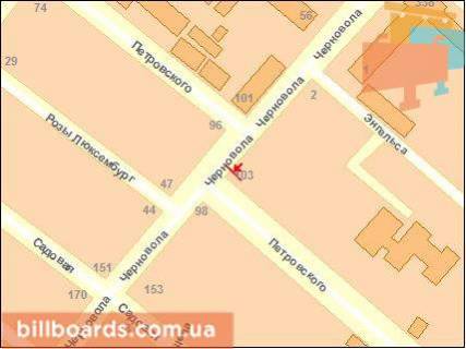 Billboard B in Cherkasy, Щит 3x6  Cornovola V'aceslava st. / Narbutivs'ka st., v centr, iz centru scheme