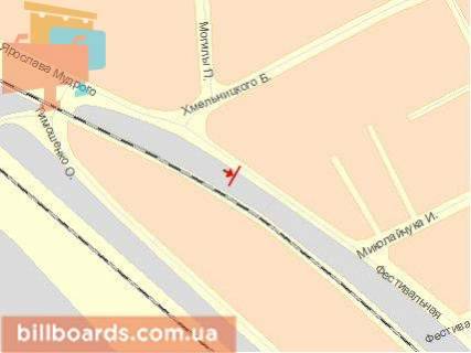 Billboard A in Kovel, Щит 3x6  Festival'na st. / Hmel'nic'kogo B. st., iz centru scheme