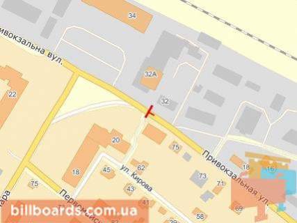 Billboard B in Bila Tserkva, Щит 3x6  Privokzal'na st., 22 (navproti central'nogo z / d vokzalu, bila stoanki taksobusiv) scheme