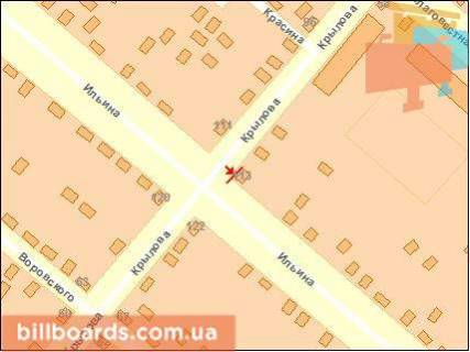 Billboard A in Cherkasy, Щит 3x6  Nadpil'na st. / Krilova st. scheme