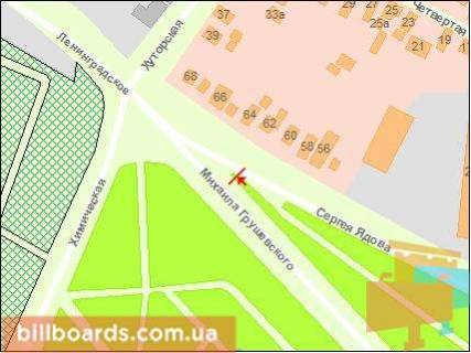 Billboard A in Odessa, Щит 3x6  Grusevs'kogo st. / Himicna st. / Adova st., z centru scheme