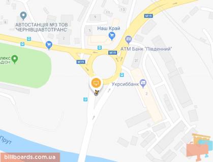 Billboard A in Chernivtsi, Щит 3x6  Gagarina st., transportne kil'ce, z st. Galic'kij Slah scheme