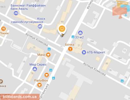 Billboard A in Kherson, Щит 3x6  Stritens'ka st. / Komkova st., livij scheme