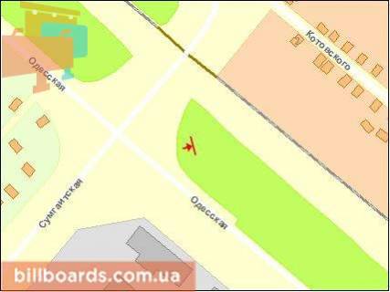 Billboard A in Cherkasy, Щит 3x6  Odes'ka st. / Sumgaits'ka st., z boku ZTA, v centr scheme