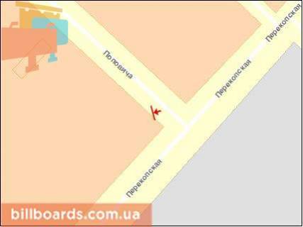 Billboard A in Kherson, Щит 3x6  Perekops'ka st. / Popovica st. scheme