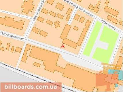 Billboard A in Khmelnitsky, Щит 3x6  Proskurivs'ka st., 107, Golovpostamt, nedaleko vid Z / d vokzalu scheme
