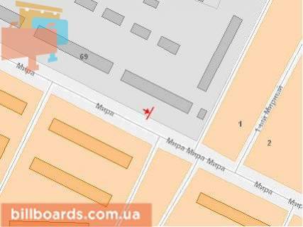 Billboard B in Khmelnitsky, Щит 3x6  Miru pr, 71 / 1, tr magistral', navproti mag Medtehnika! Uvaga, rozmir 2990 h 5970! scheme