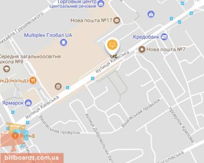 Billboard A in Zhytomyr, Щит 3x6  Kiivs'ka st., 77 iz centru scheme