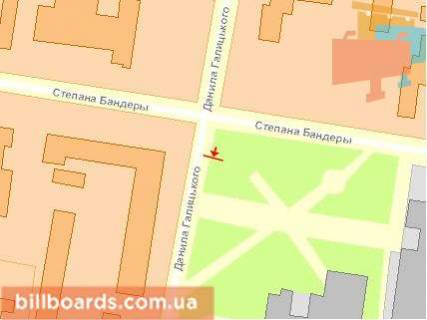 Billboard B in Rivne, Щит 3x6  Galic'kogo Danila st. / Banderi St st., z centru scheme