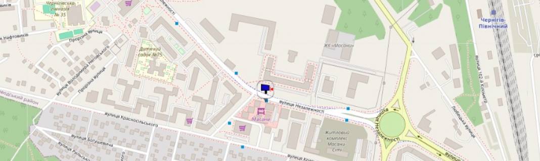 Billboard B in Chernihiv, Щит 3x6  Krasnosel's'kogo st., 59 / st. Nezaleznosti scheme