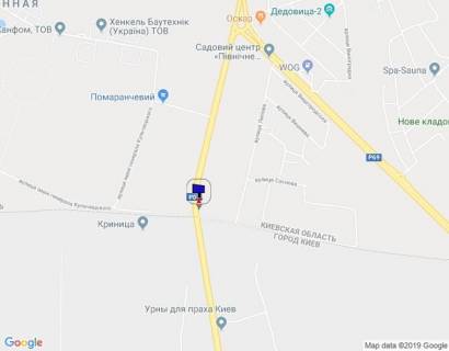 Billboard A in Vishgorod Trasa "Kiiv-Ivankiv-Ovruc", R-02 km 18+800 pravo, v'izd v m. Visgorod z pl. Sevcenka, na Novi Petrivci, z Kieva scheme