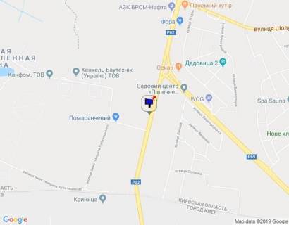 Billboard A in Vishgorod Trasa "Kiiv-Ivankiv-Ovruc", R-02 km 19+ 350 levo,na svitlofori, pered povorotom na SANDORA, HENKEL-Ukraina, viizd z Visgoroda do pl. Sevcenko scheme
