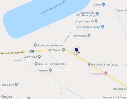 Billboard A in Vishgorod m. Visgorod, st. Soludenka, pidjom z Visgoroda na Novi Petrivci, za 200m do zavodu KARAT scheme