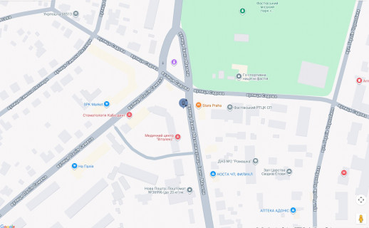 Citylight B in Fastiv, 1,2х1,8  g.Fastov, st.Internacional'naa, 14, restoran Staraa Praga, avt.ostanovka scheme