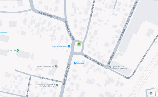 Billboard B in Fastiv, 6х3  perehresta st. Geroiv Cornobila (Tolstogo), st. Zahistnikiv Ukraini (Komarova), st. Bilocerkivs'ka (G.Stalingradu), centr. klinika (klumba) scheme