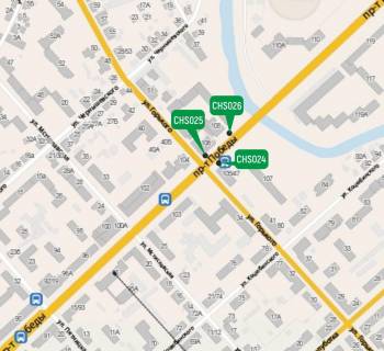 Citylight B in Chernihiv, 1.2х1.8  m. Cernigiv, prosp. Peremogi, 105 / st. Gonca, 47, bila magazina "ATB" scheme