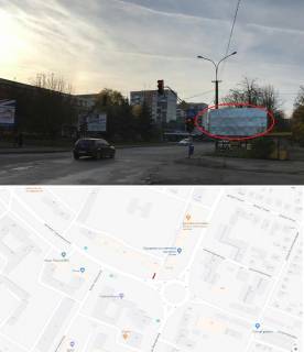 Billboard A in Uzhgorod, 3х6  st. Grusevs'kogo st.Minajs'ka-Grusevs'kogo ( kolo, Rinok, "Sil'po",TC"Osetia", kinoteatr"Domion",Restorani,magazini, viizd na st. Minajs'ka,) Photo 1