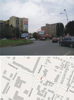 Billboard A in Uzhgorod, 3х6  st. Minajs'ka-Borodina (perehresta,Rinok, "Sil'po", Kinoteatr"Domion", TC"Osetia",Restorani,magazini, intensivnij ruh,avtobusni zupinki, pisohodni perehodi, svitlofori, Intensivnij ruh miscevogo ta tranzitnogo transportu.Prodovol'cij rinok) Photo 1