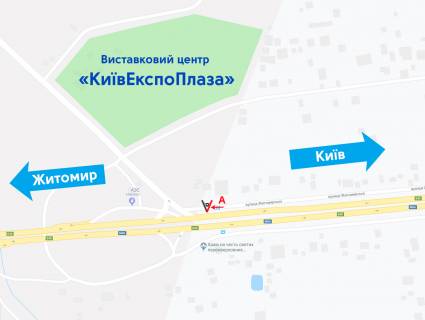 Billboard A in Berezivka (Kiev region), 3х6  trasa M-06 Kiiv-Cop,  s. Berezivka(napramok Kiiv-Zitomir, viizd z Kieva, povorot na s.Kolonsinu, povorot do KiivEkspoPlazi) scheme