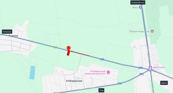 Billboard B in Odessa trasi, Б  Одеса - Кучургани транспорт прямує в м. Одеса ( 1,5 км від 2х стовпів) scheme