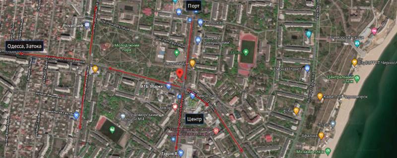 Billboard A in Chornomorsk (Illichivsk), А  Miru\ st. 1 travna scheme