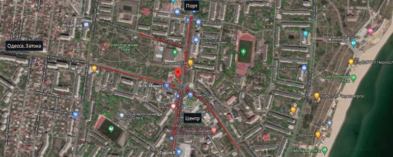 Billboard B in Chornomorsk (Illichivsk), Б  Miru\st. 1 travna scheme