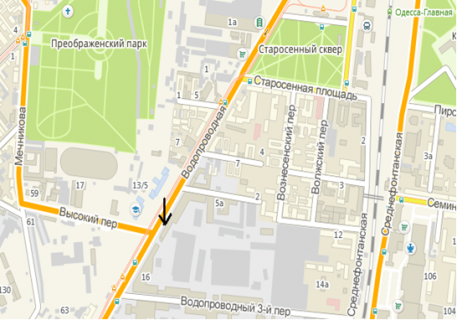 Billboard B in Odessa, 3х6  st. Vodoprovodnaa, 16.  400 metrov ot z.d. vokzala. scheme