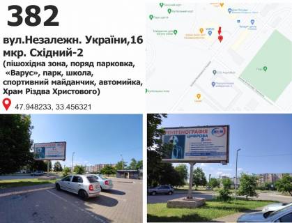 Billboard B in Krivy Rig st.Nezalezn. Ukraini,16 mkr. Shidnij-2 (pisohidna zona, porad parkovka,  <<Varus>>, park, skola, sportivnij majdancik, avtomijka, Hram Rizdva Hristovogo) Photo 1