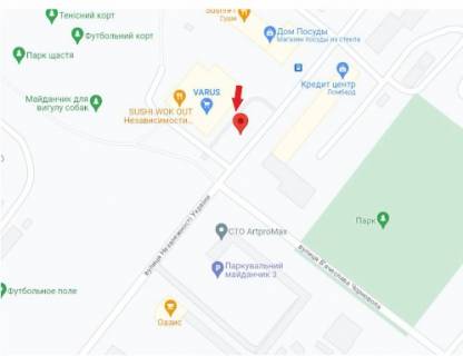Billboard B in Krivy Rig st.Nezalezn. Ukraini,16 mkr. Shidnij-2 (pisohidna zona, porad parkovka,  <<Varus>>, park, skola, sportivnij majdancik, avtomijka, Hram Rizdva Hristovogo) scheme