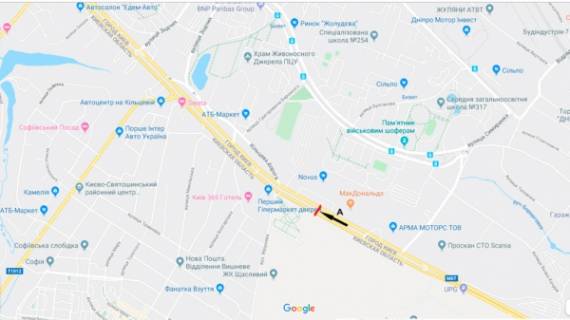 Billboard A in Kyiv, Board 3x6м  ул. Б.Окружная - автоцентр "VOLVO"/ NOVUS / МакДональдз - напр. на пр. Победы scheme