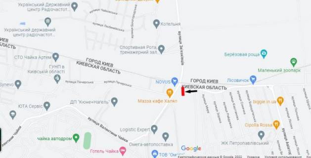 Billboard B in Petropavlivska Borshchagivka, Board 3x6м  вул. І. Багряного/вул. Зв`язківців, поруч "НОВУС", "Храм Різдва Божої Матері", Магазин "Біфреш", "Коло Дому", Мясна Кулинарія "Maide", Аптека, поворот на СК «Чайка» scheme