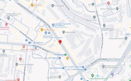 Non-Standard A in Kyiv, 2.5x1.5  st. Illenka Uria (Mel'nikova), 3 rinok Luk'anivka v centr, protilezna storona perehodu - st. m. Luk'anivka scheme