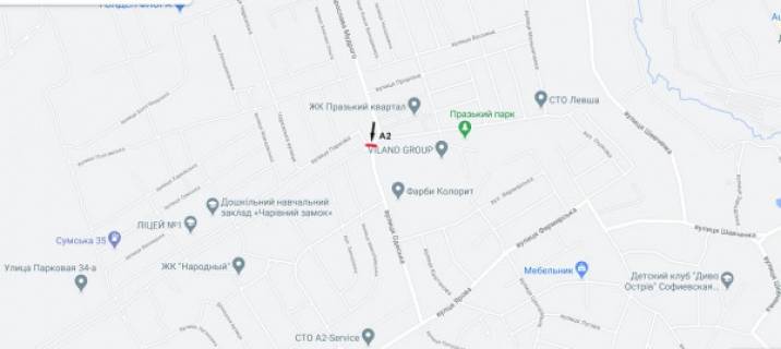 Billboard A in Petropavlivska Borshchagivka, Board 3x6м  klumba na perekr. s st. Aroslava Mudrogo/st. Odesskaa/st. Zelenyj Gaj scheme