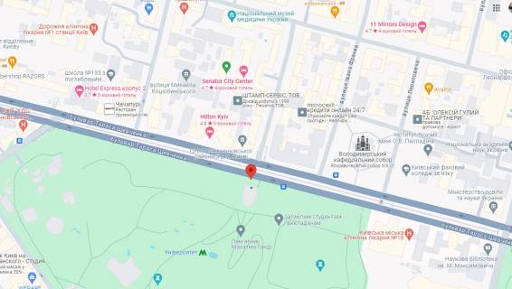 Non-Standard A in Kyiv, 1.8x1.2  bst. Tarasa Sevcenka, st. m.  Universitet, v centr, vhid u pidzemnij perehid - st. m. Universitet scheme