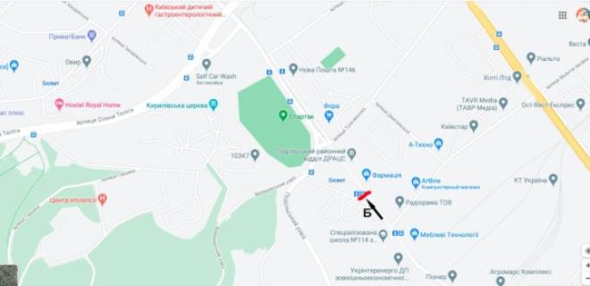 Scrolller, Scroll B in Kyiv, скролл 3.14*2.3  st. Kirillovskaa (Frunze), 99/1 na peresecenii s st. V.Hvojki - 452965 scheme