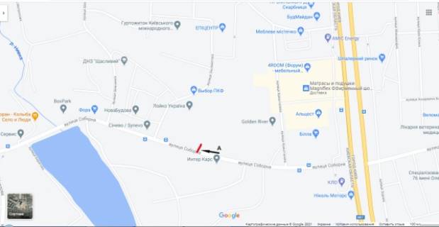 Billboard A in Petropavlivska Borshchagivka, Board 3x6м  вул. Соборна, 25-23 (4), поруч зупинка ЖК  "Щасливий",  "Сінево",  "Ресторан суші", з  Києва  scheme