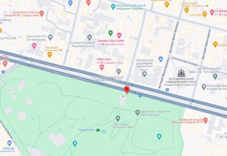 Non-Standard A in Kyiv, 1.8x1.2  bst.  Tarasa Sevcenka, st. m.   Universitet, v centr, protilezna storona perehodu - st. m. Universitet scheme