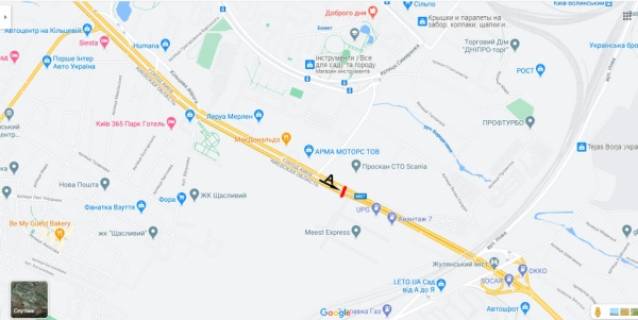 Prismatron, Prism A in Kyiv, Prismavision 3х6  st.B.Okruznaa povorot na Zulany/av-n Scania-Volvo na razdelitele v st. Odesskoj pl. - 453380 scheme