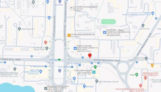 Non-Standard A in Kyiv, 2.5x1.5  av. Obolons'kij - st. Marsala Malinovs'kogo, zupinka "st. m. Obolon'",  v napramku TRC "Drim Taun" ta TC "Metropolis" - st. m. Obolon' scheme