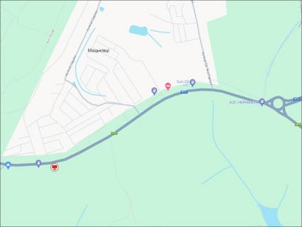 Billboard A in Khmelnitsky trasi, 3x6  Avtodoroga M12, v'izd v m. Hmel'nic'kij, z boku m. L'viv, Ternopil', pered AZS scheme