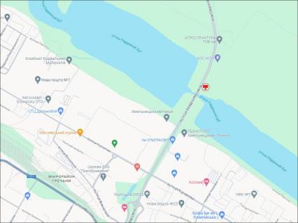 Billboard A in Khmelnitsky, 3x6  Zahidno-Okruzna st., bila AZS scheme